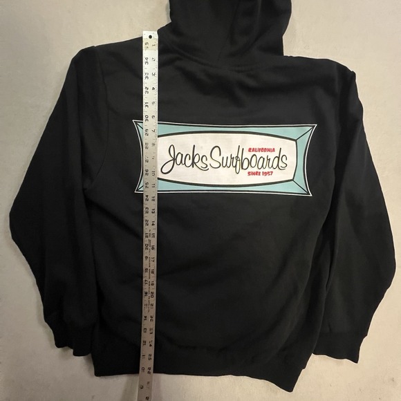 Jacks Surfboards Hoodie Men's Medium Black Surfing Sweatshirt - Picture 5 of 6